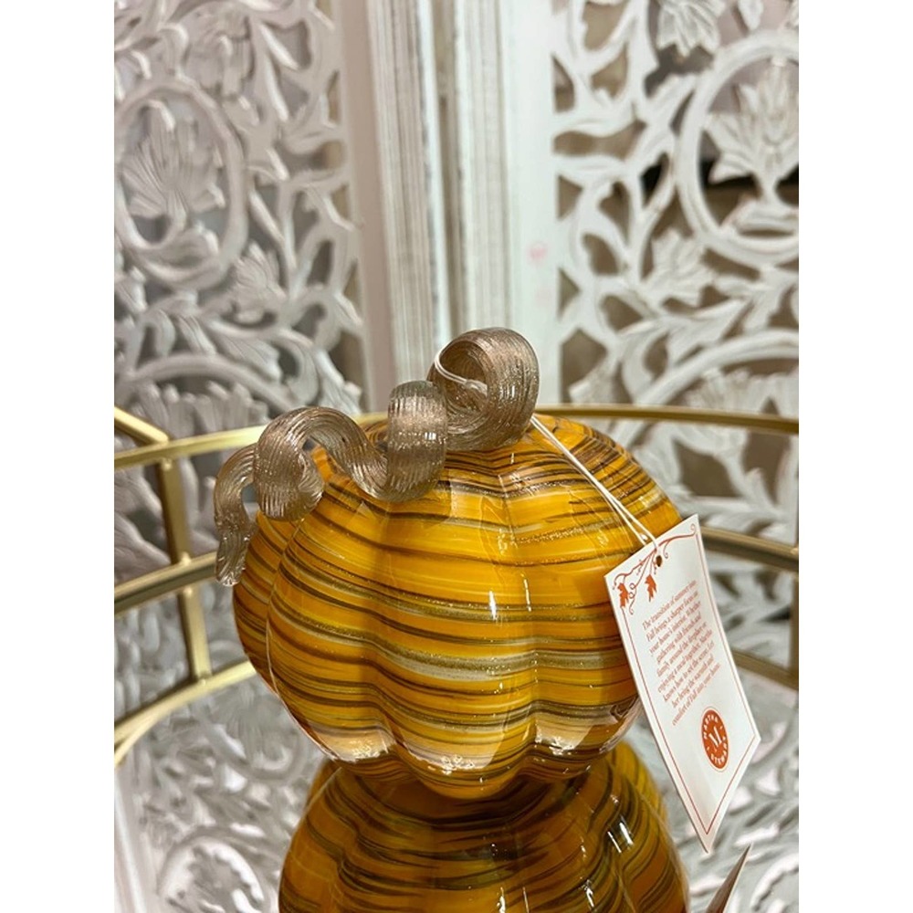 Elegant Hand Blown Glass Pumpkin with sparkles